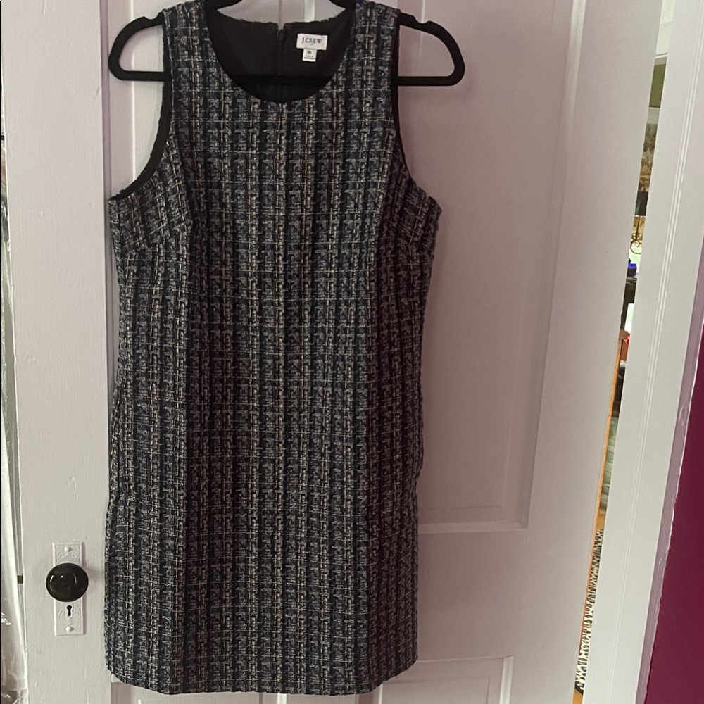 J. Crew Factory Blue and Tan Tweed Mini Dress